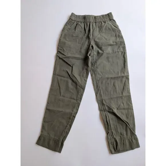 PACT Organic Cotton Hemp Pull On Khaki Green Cropped Pant Size XS Nature Outdoor - Picture 2 of 11